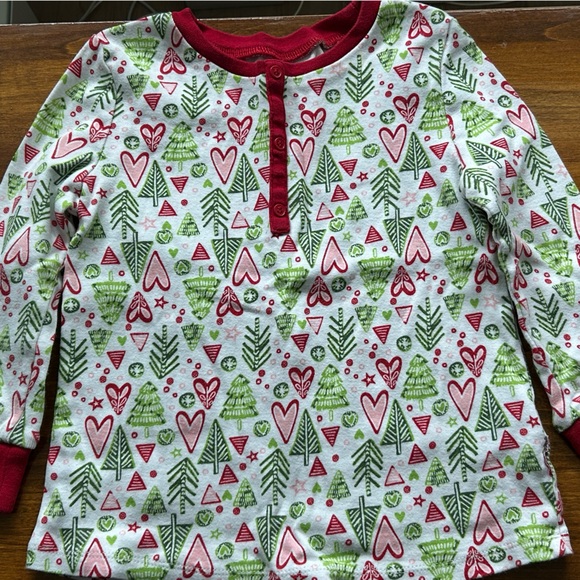 Used American Girl Bitty Baby Christmas Hearts and Pine PJ set, Size 5 - Picture 1 of 5